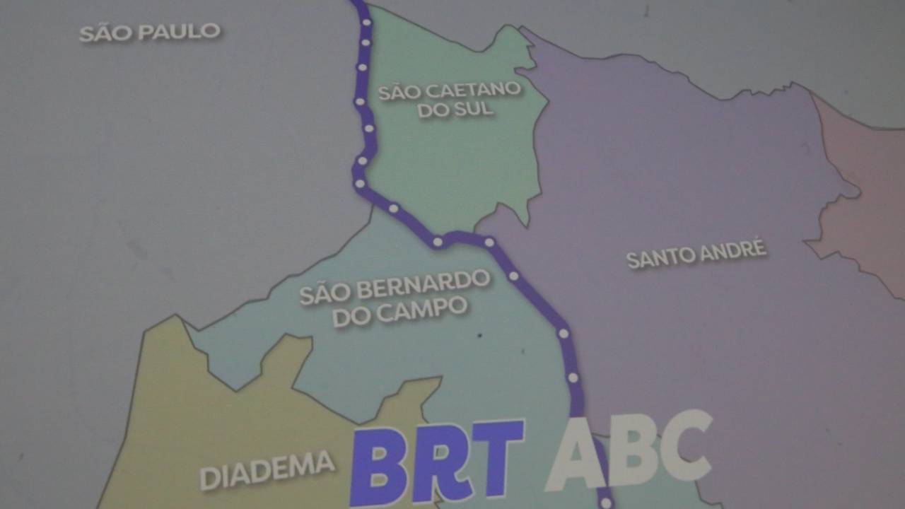 Imagem mostra mapa da futura linha BRT ABC