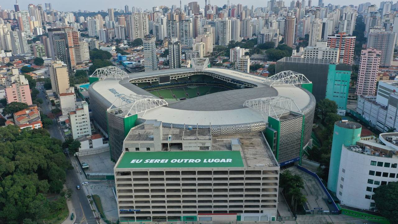 Imagem aérea mostra estádio Allianz Parque