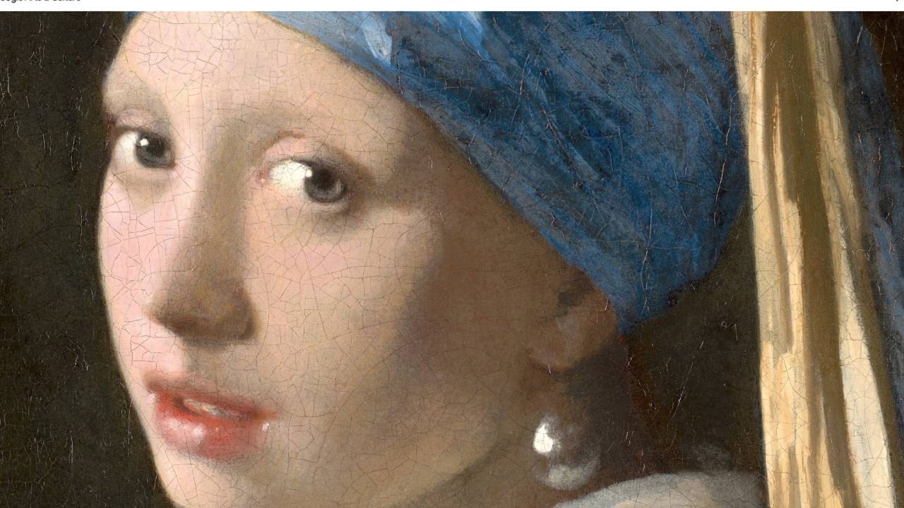 detalhe do quadro Moça Com Brinco de Pérola, 1665, de Johannes Vermeer)