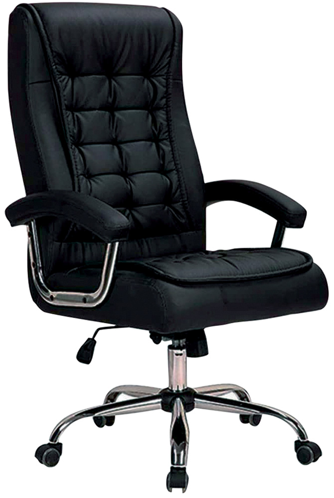 Uma cadeira no estilo presidente estofada preta