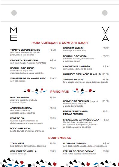 Me.Vá cardápio Print do cardápio do restaurante Me.Vá.