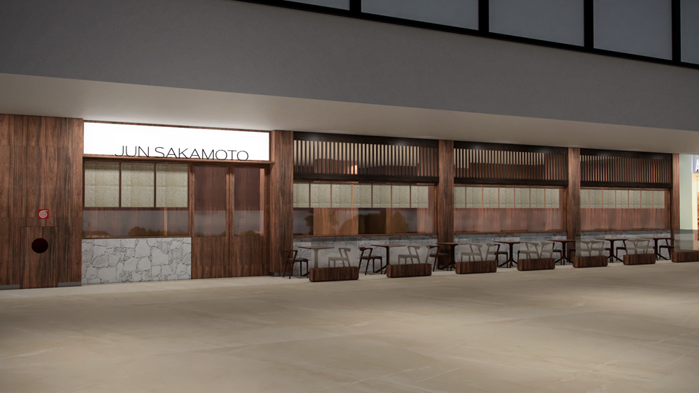 Projeto da fachada do restaurante Jun Sakamoto em Goi&acirc;nia.