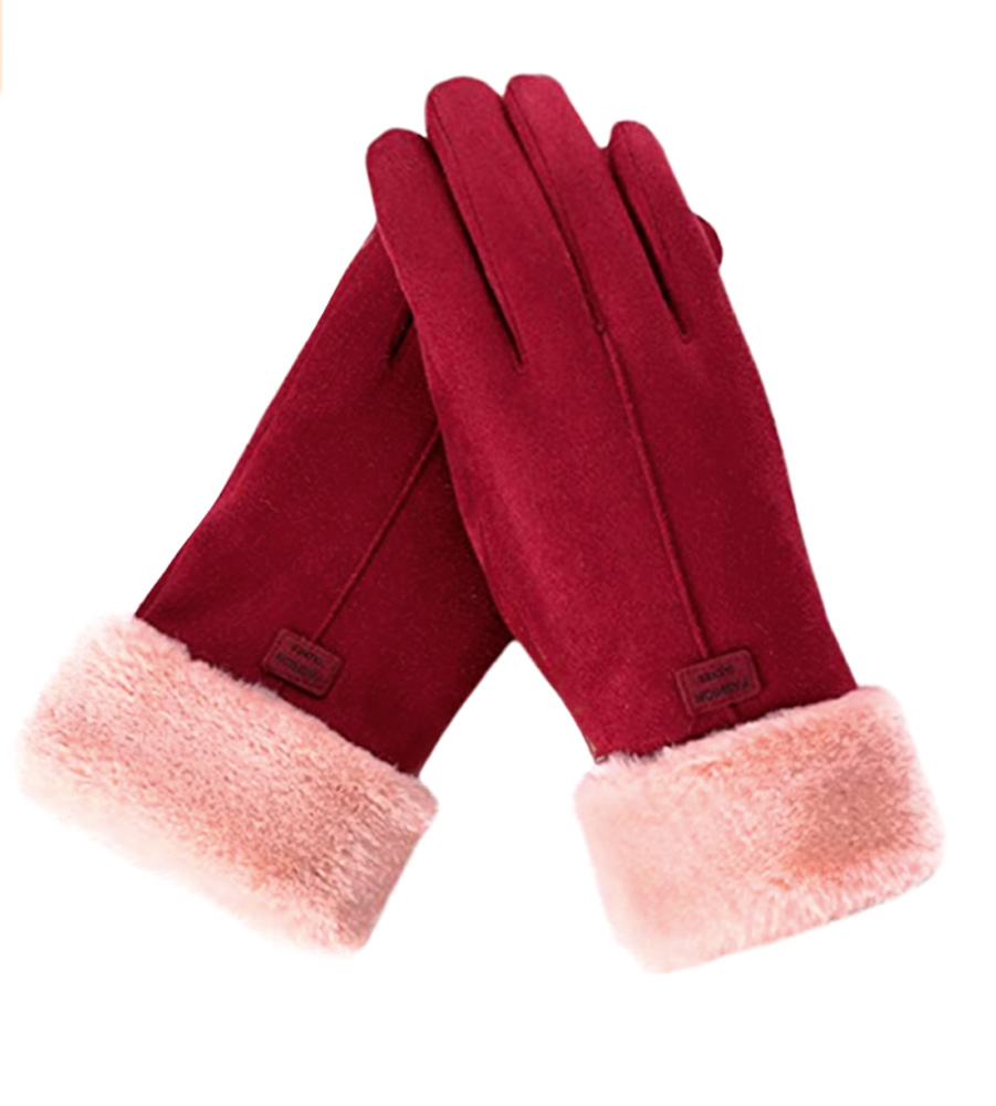 luva3.png Duas luvas colocadas uma em cima da outra vermelhas com detalhe de pelinhos claro no punho