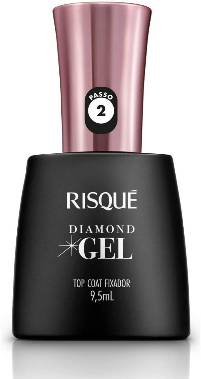risqué diamond gel Esmalte Risqué. Ponta metalizada em rosa com restante preto opaco