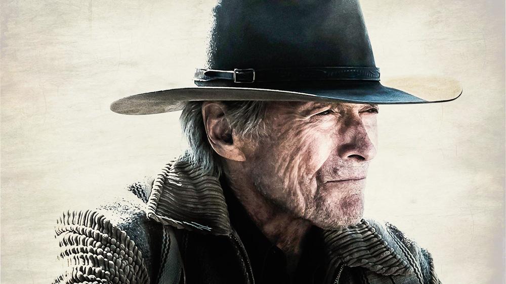 A imagem mostra Clint Eastwood, com seu chapéu característico de caubói.