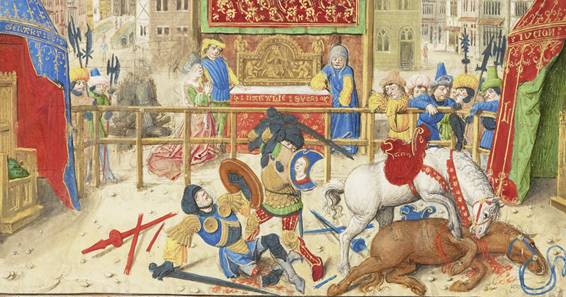 Imagem ilustrando o último duelo entre Jean de Carrouges e Jacques Le Gris em 1386
