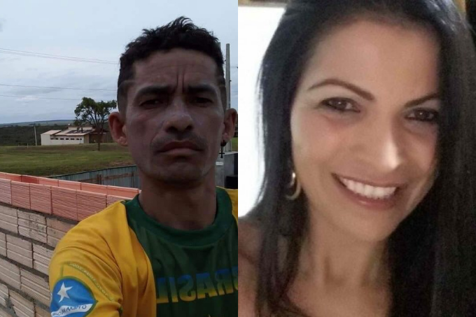 Duas fotos, uma ao lado da outra. No lado esquerdo, um homem com camiseta do Brasil tirando uma selfie. Na direita, uma mulher de cabelo longo preto sorrindo para a câmera.