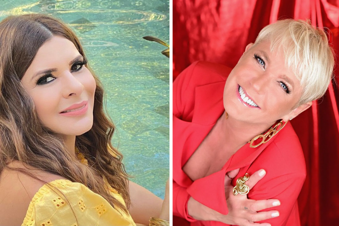 A imagem mostra duas fotos com os rostos de Mara Maravilha e Xuxa