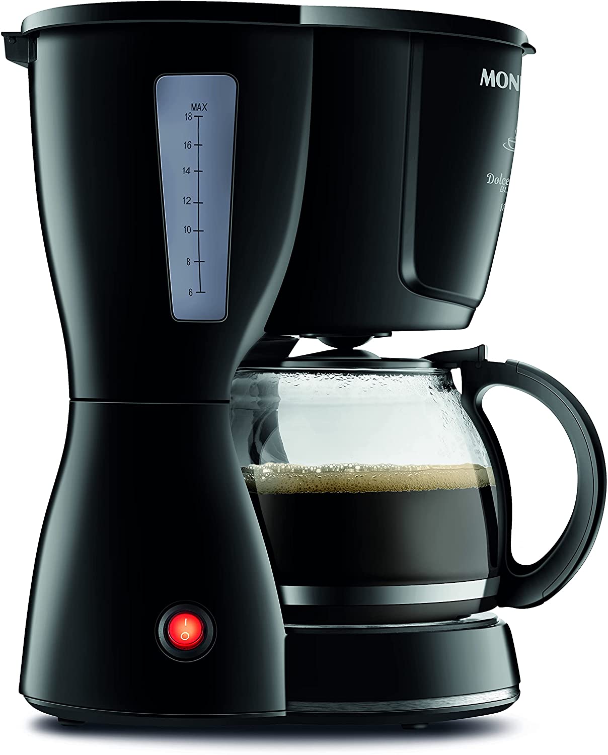 cafeteira Uma cafeteira elétrica preta com café no recipiente