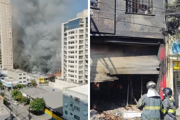 Incêndio atinge prédio comercial na Zona Sul