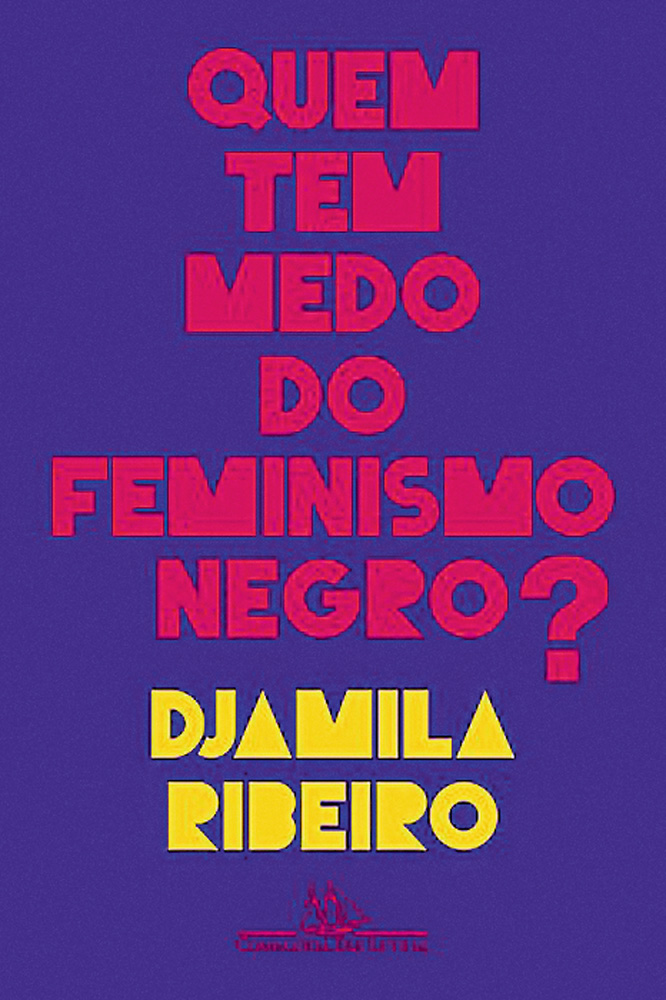 Capa roxa do livro Quem tem medo do feminismo negro?, de Djamila Ribeiro. O título está em rosa e a autora em amarelo