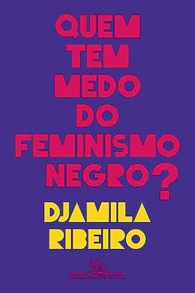 livro da djamila.jpg Capa roxa do livro Quem tem medo do feminismo negro?, de Djamila Ribeiro. O título está em rosa e a autora em amarelo