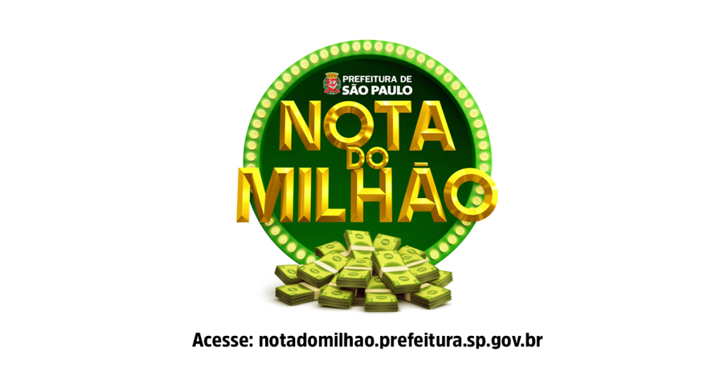 Imagem mostra logo dourado e verde com desenho de notas de dinheiro no centro e o escrito "Nota do Milhão"