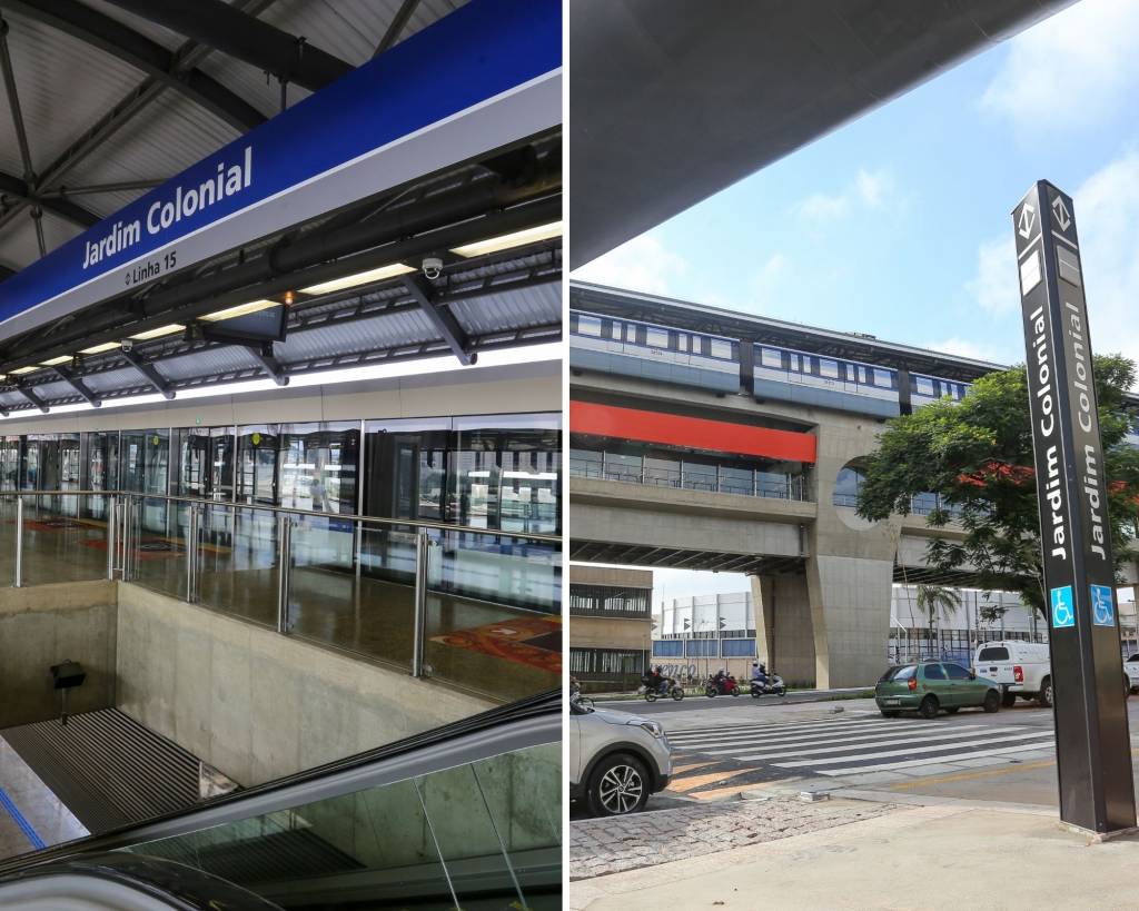 área interna e externa da estação estação Jardim Colonial, integrante da 15-prata do metrô