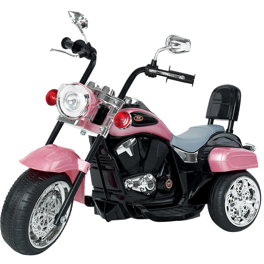 Uma moto elétrica de criança rosa