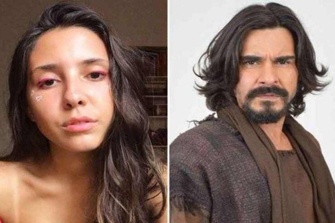 Imagem dupla: à esquerda, foto de Maria e, à direita, foto do ator André Gonçalves