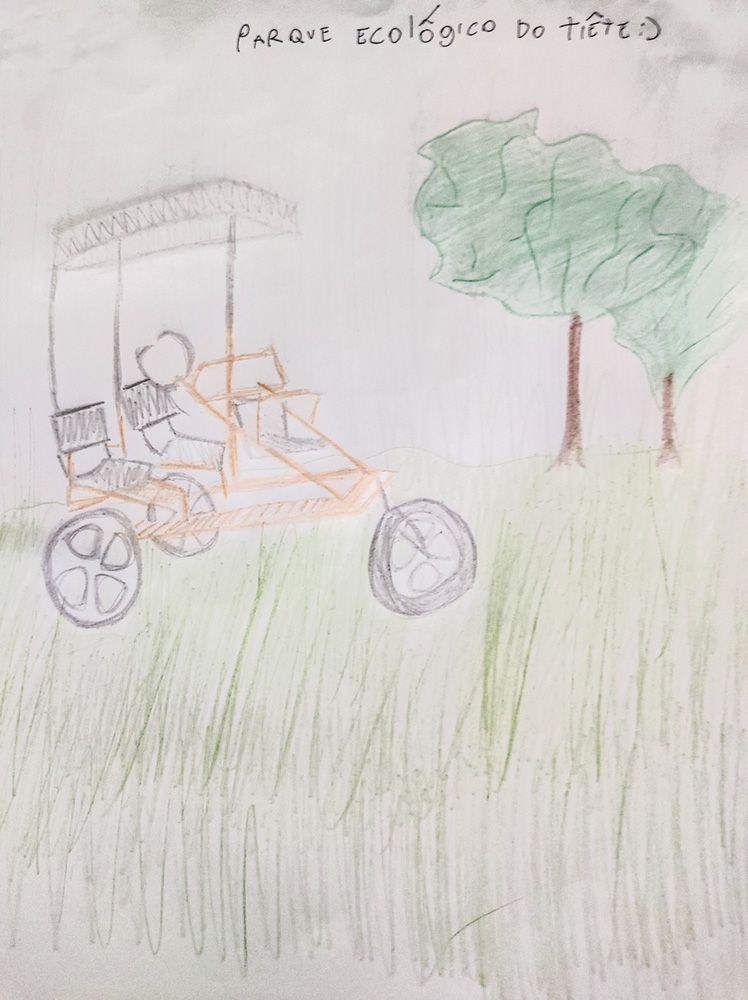 Desenho de uma criança que mostra o Parque Ecológico do Tietê.