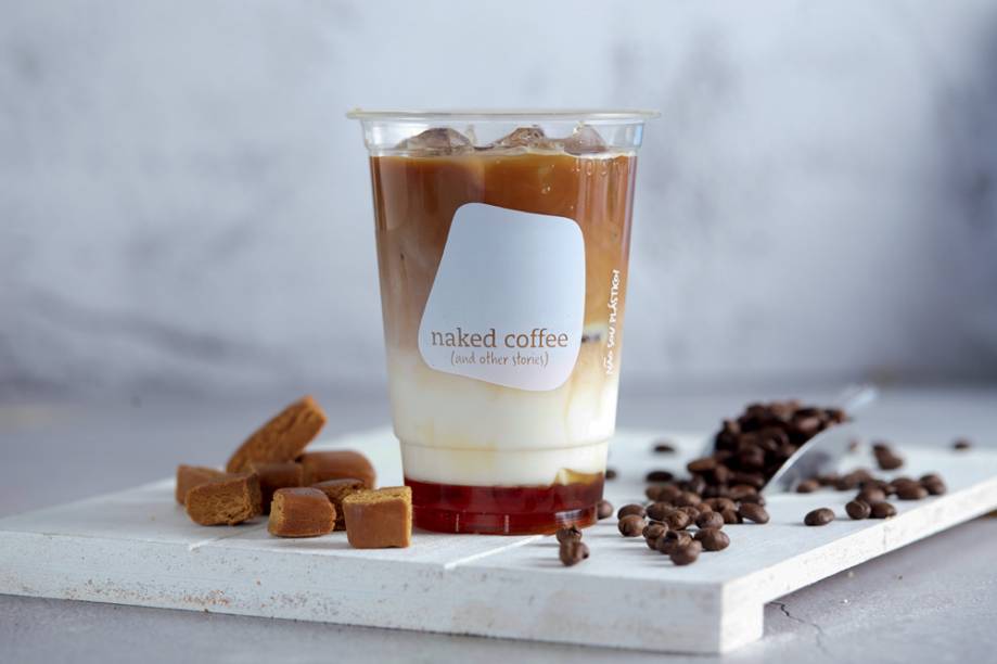 Salted caramel: expresso, leite de aveia, caramelo e flor de sal