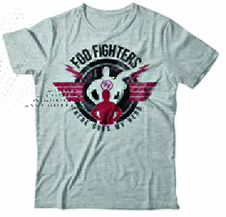 camiseta Foo Fighters em vermelho e preto