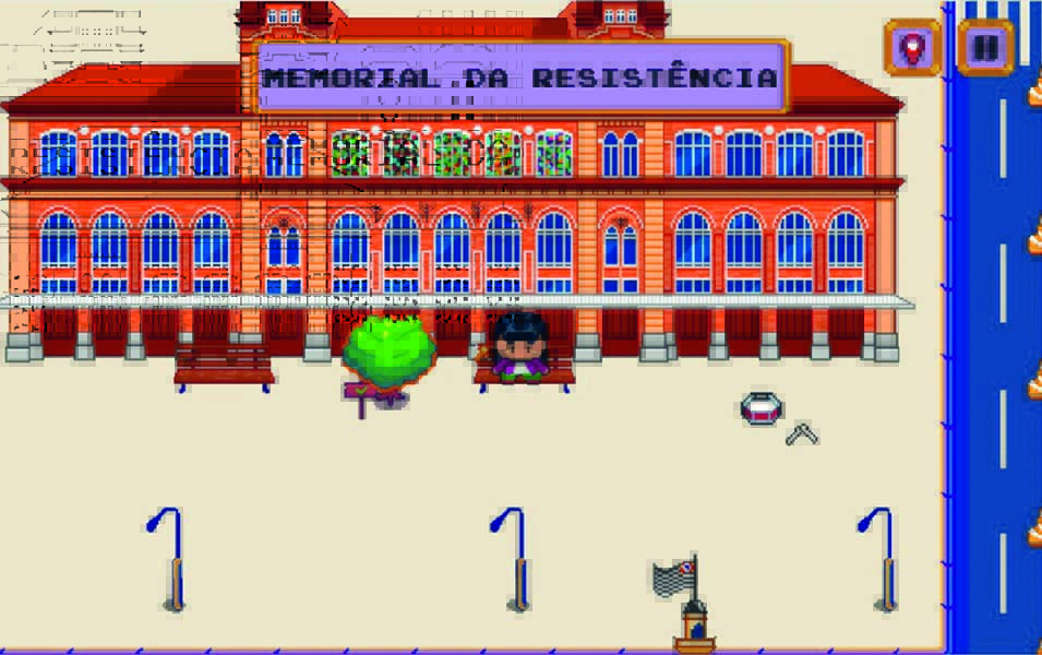 Jogo on-line mostra avatar em frente ao Memorial da Resistência