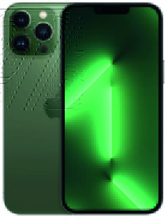 iPhone 13 verde escuro visto pela parte da frente e pela parte de trás