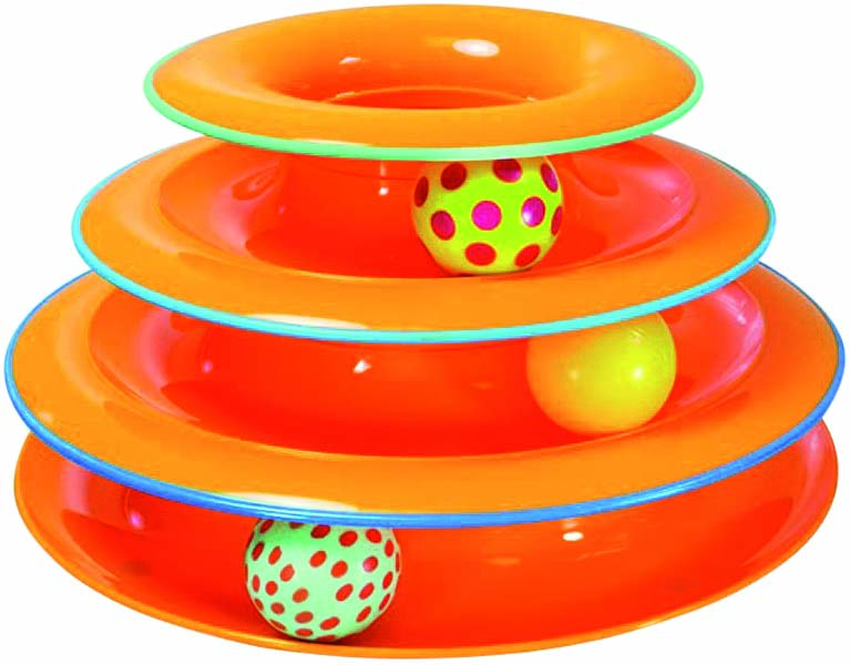 Torre laranja com bolinhas coloridas em cada sess&atilde;o