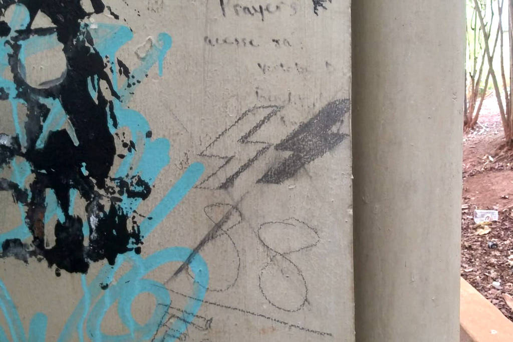 Desenhos em alusão ao nazismo foram pichados em pilastra de instituto da Unicamp.
