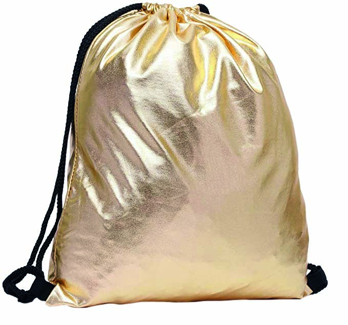 Mochila saco dourada