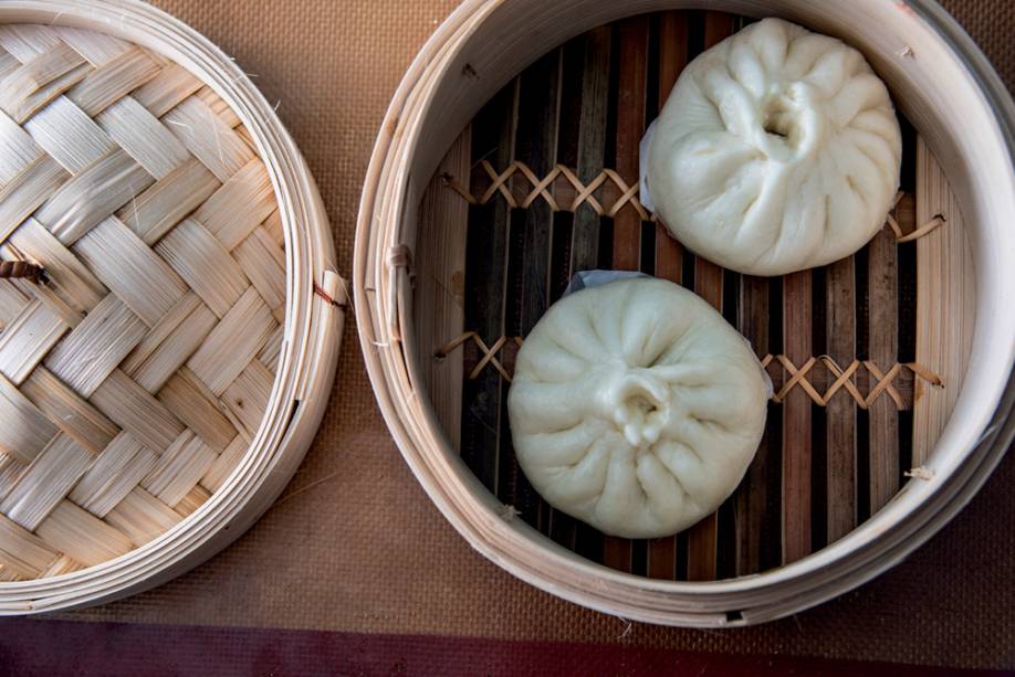 Char siu bao: trouxa recheada por copo lombo e molho de ostra