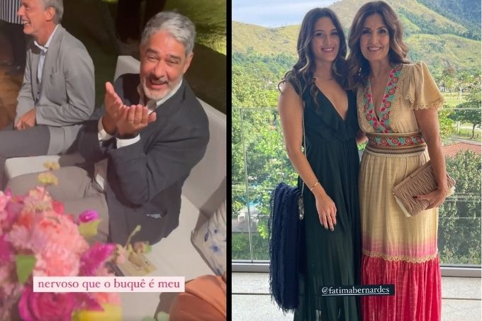 Filha de William Bonner pega buquê em casamento e pai fica “tenso”