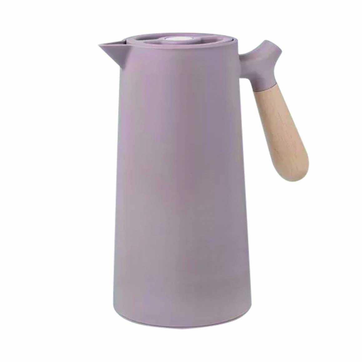 Garrafa t&eacute;rmica moderna marrom claro com cabo reto de madeira