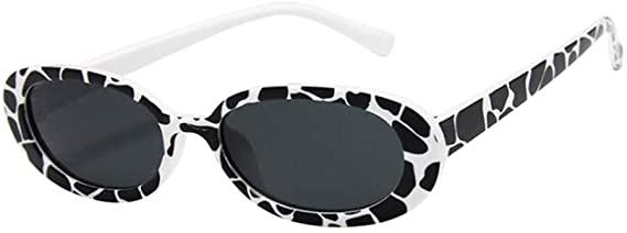 Óculos de sol com lente oval e armação com estampa de vaca