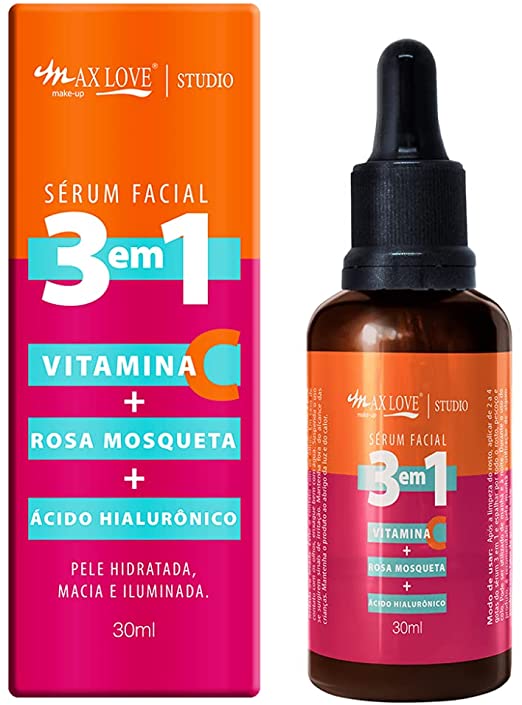 Serum facial em embalagem conta gotas laranja e rosa