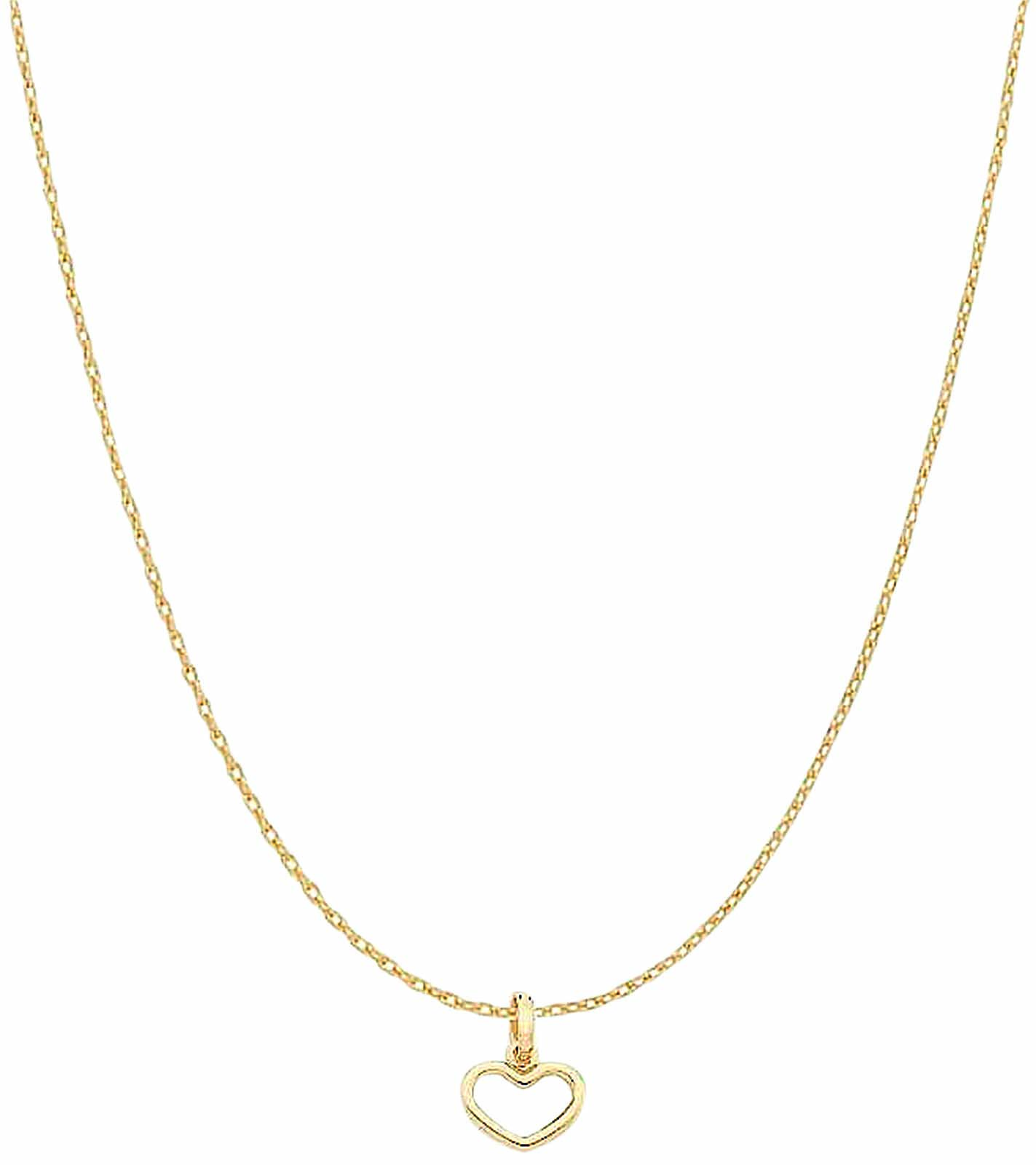 Colar de ouro com pingente pequeno de cora&ccedil;&atilde;o vazado