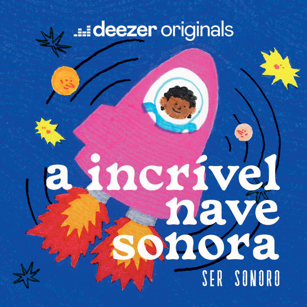 Deezer_Divulgação_.jpg Capa de podcast com ilustração de menino negro em uma nave espacial
