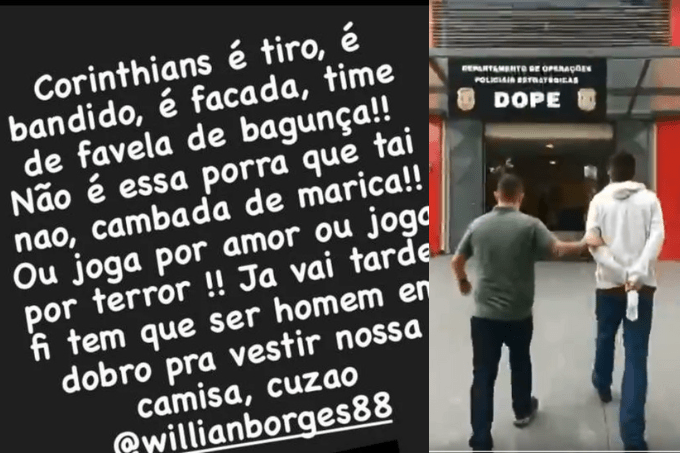 Suspeito de ameaçar jogador William, do Corinthians, é preso em São Paulo