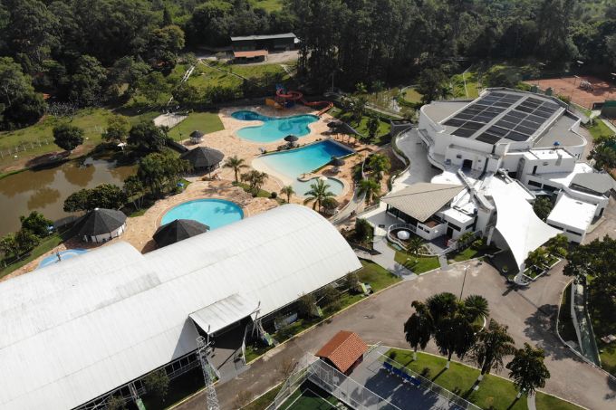 Imagem mostra vista aérea do clube de Campo de Sorocaba