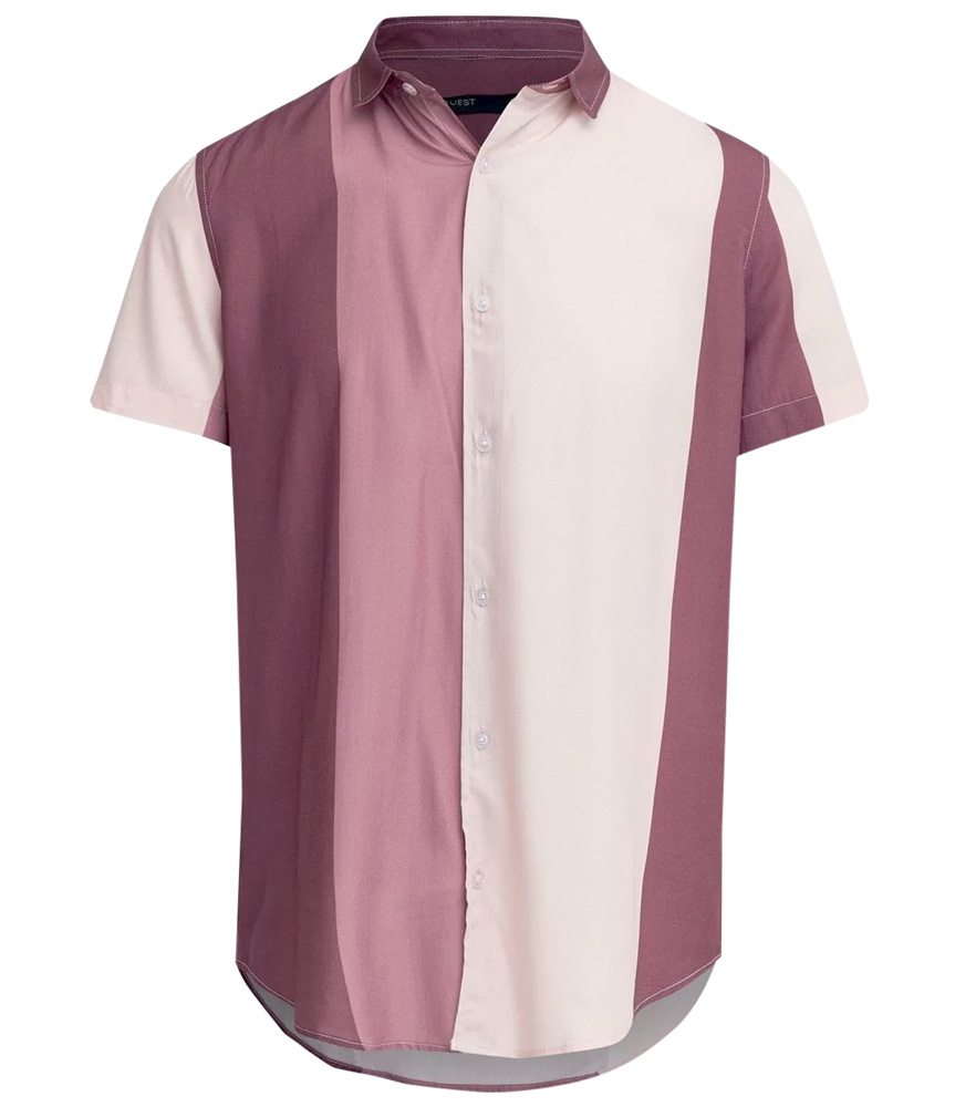 Camisa masculina com listras em tons de rosa