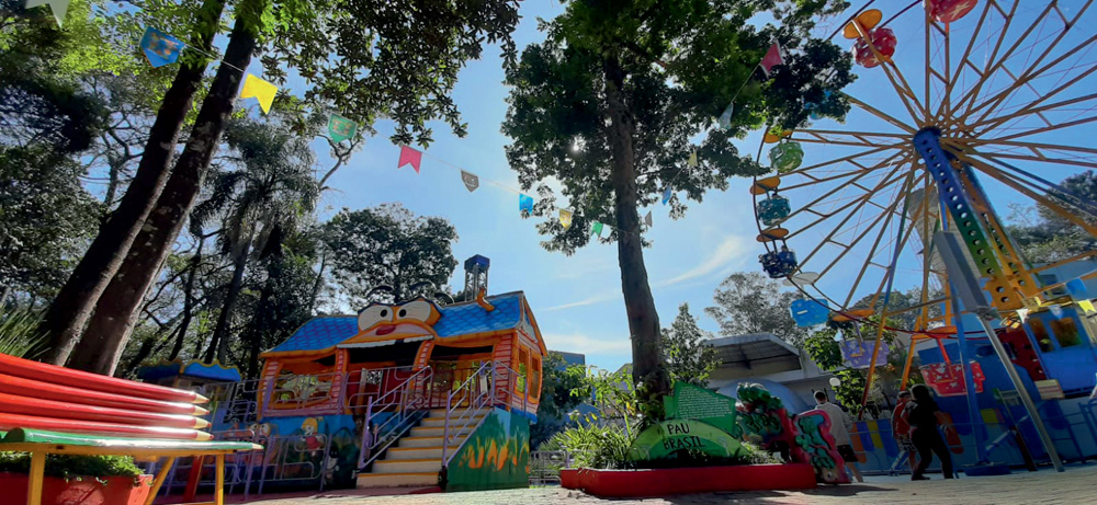 Colorful outdoor children's park with toys