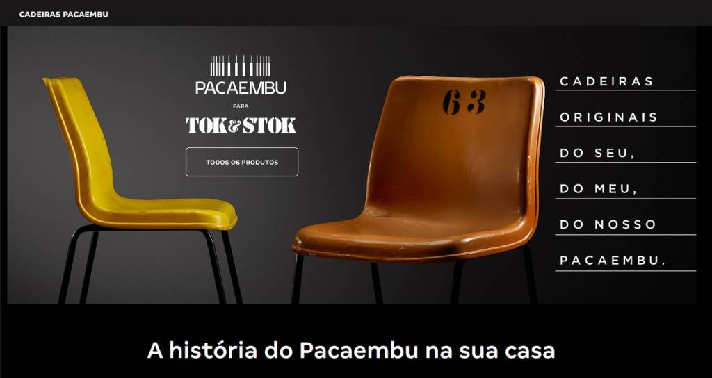 TokStok vende cadeiras do Estádio do Pacaembu.