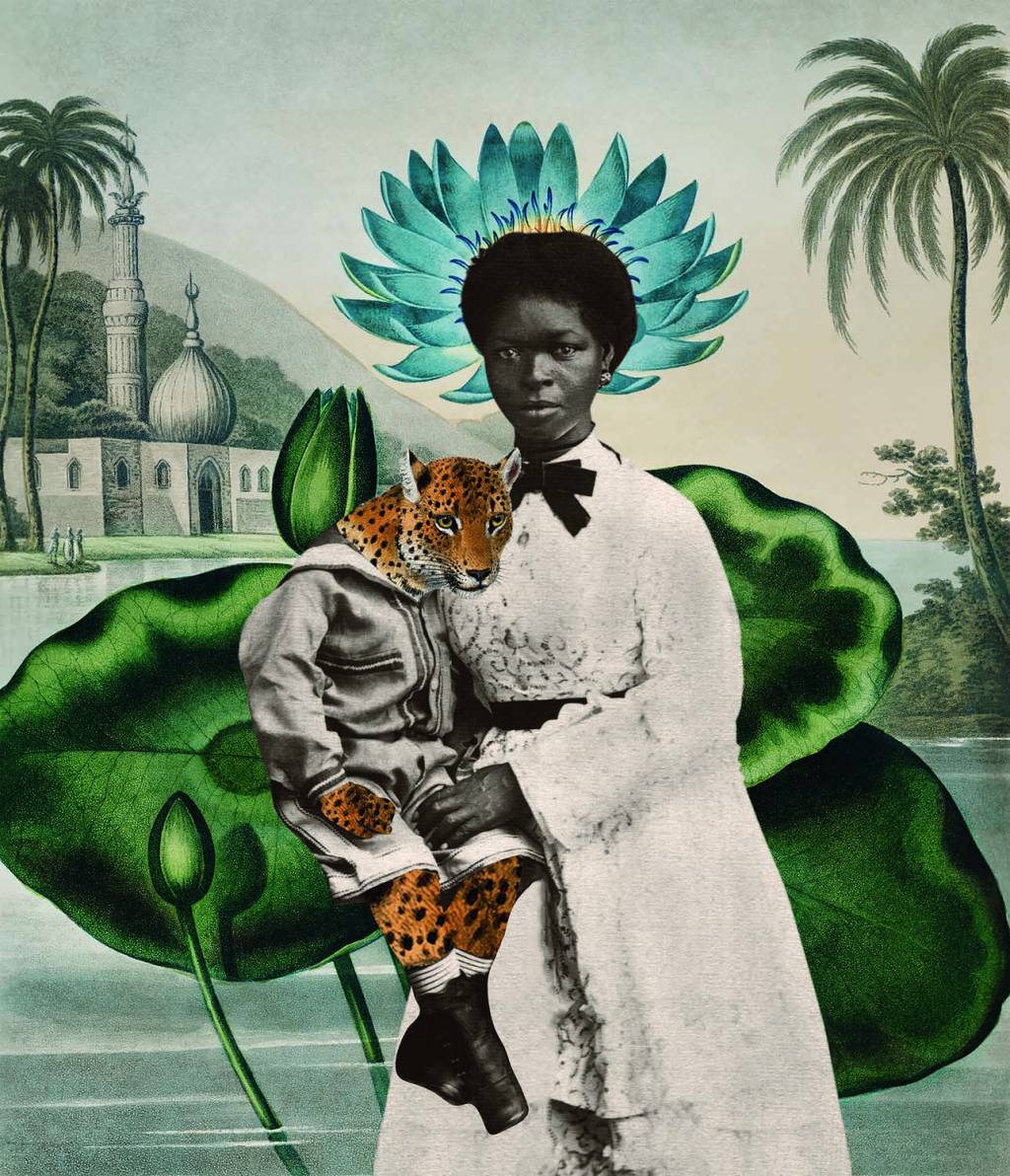 Colagem feita a partir de retrato de mulher negra escravizada