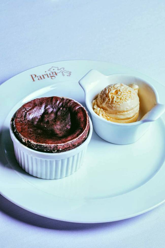 Parigi suflê chocolate sorvete creme