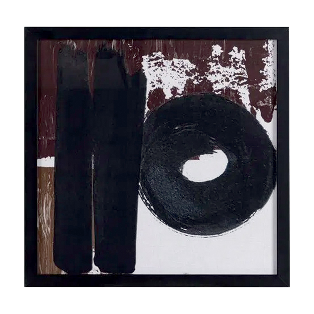 Quadro abstrato em tons de preto, marrom e cinza