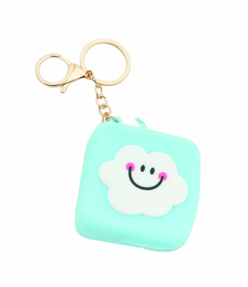 Capa para fone bluetooth azul beb&ecirc; com estampa de nuvem sorridente