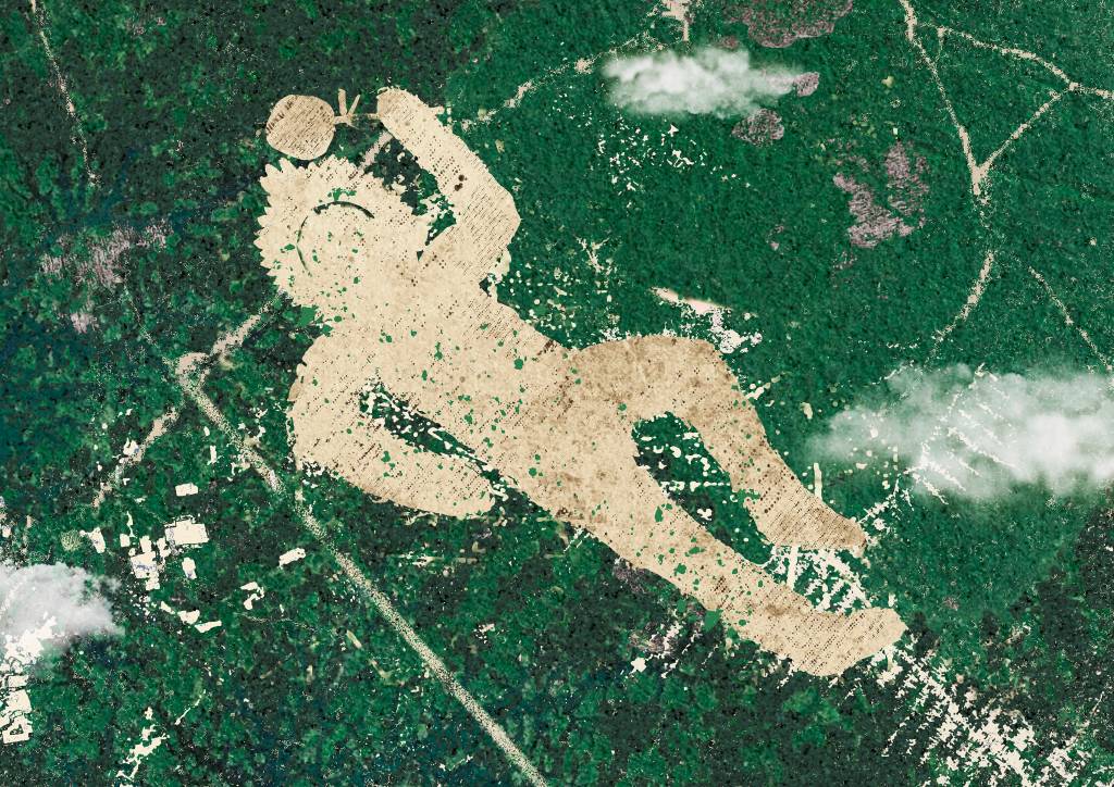 Silhueta de um indígena morto na Floresta Amazônica