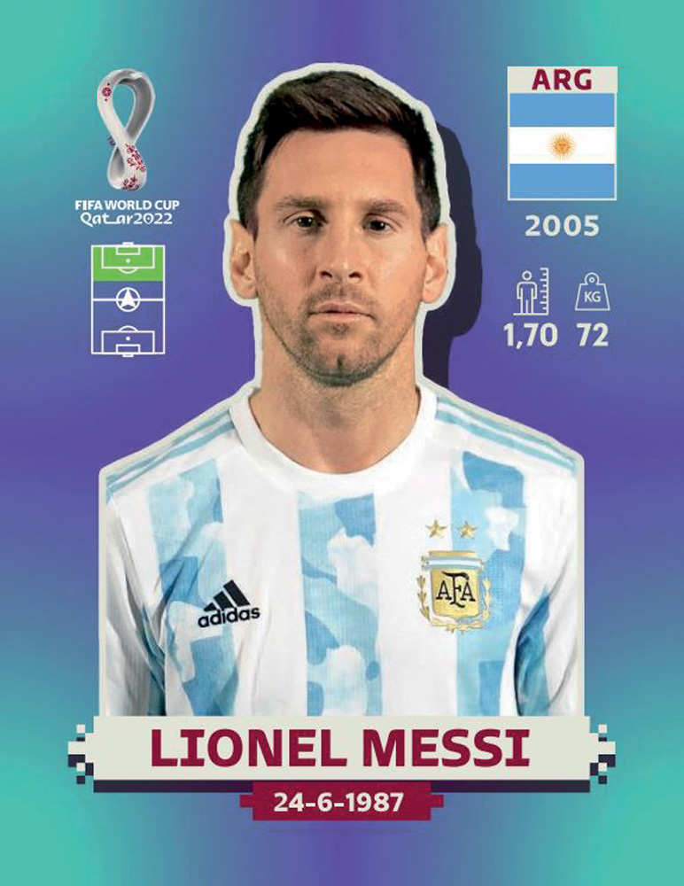Figurinha do Messi do álbum da Copa do Mundo de 2022
