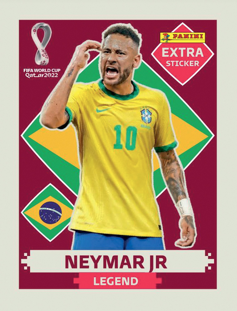 Figurinha do Neymar Jr do álbum da Copa do Mundo de 2022