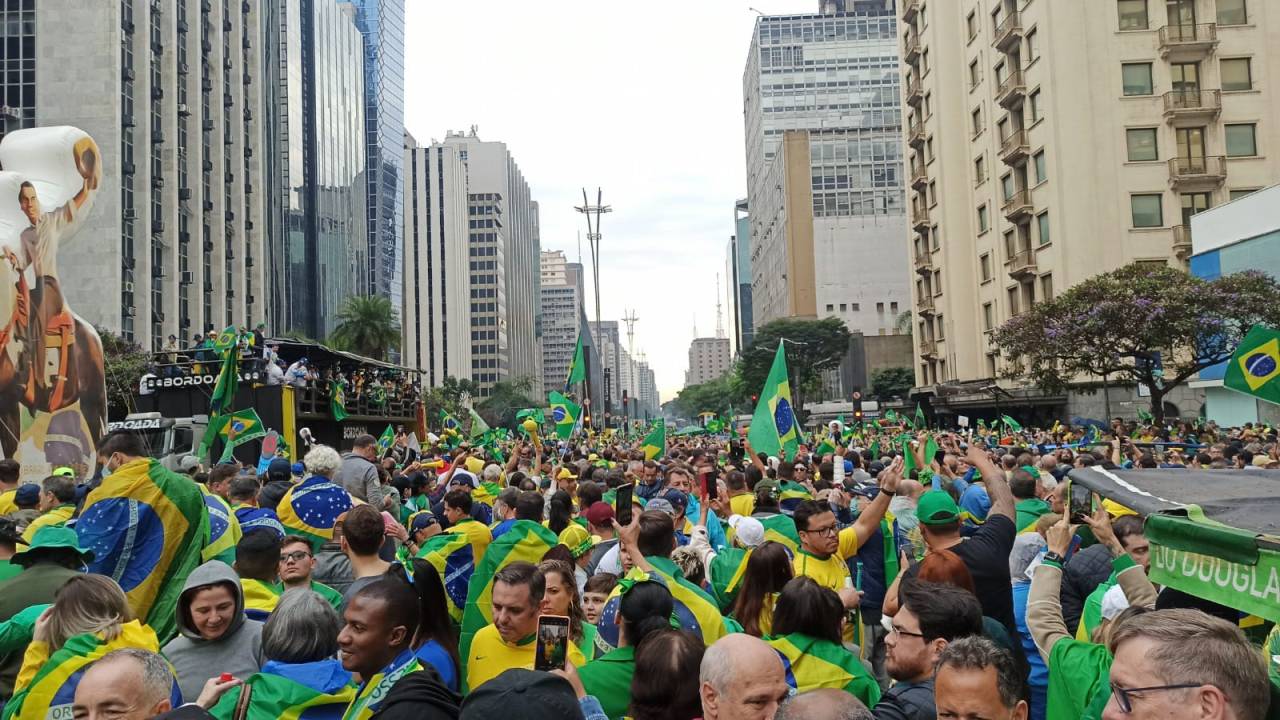 Manifestação na Avenida Paulista em prol do presidente Jair Bolsonaro, em 7 de setembro de 2022.