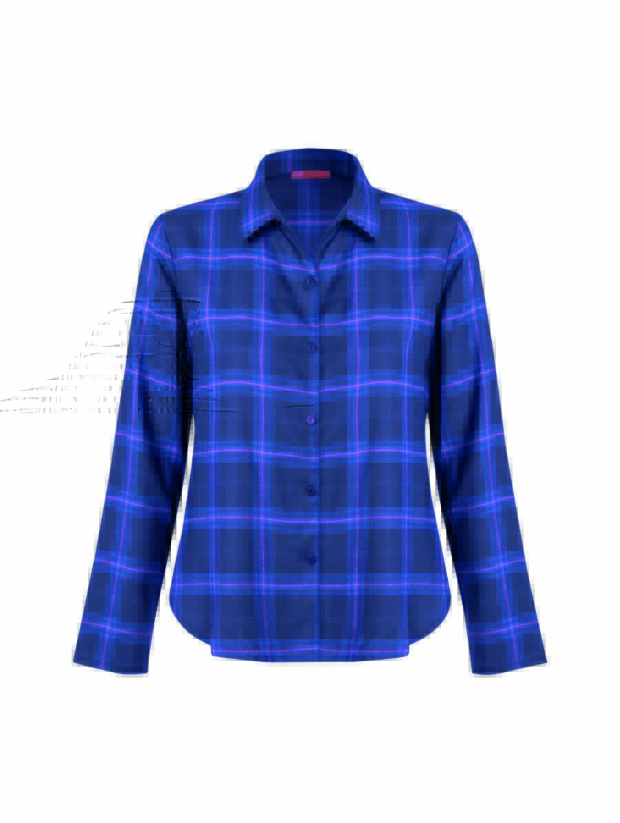 Imagem mostra camisa xadrez azul