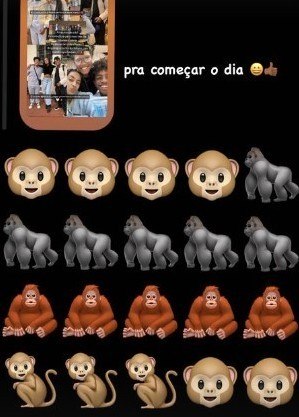 Jean Paulo Campos postou uma captura de tela da mensagem que recebeu, com emojis de macacos.